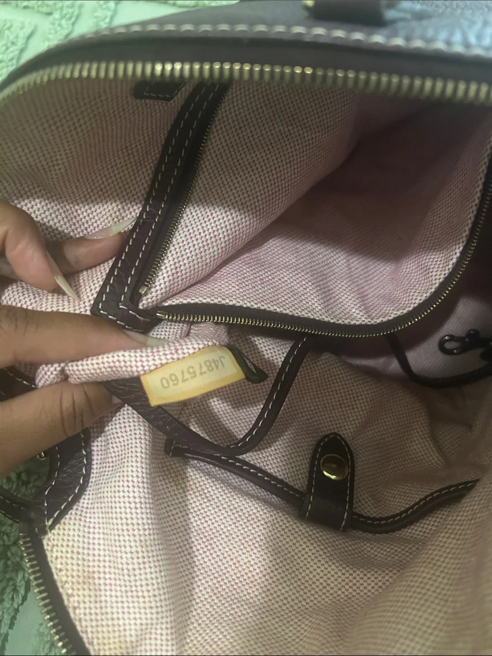 Dooney & Bourne Leather Satchel Handbag - eggplant purple